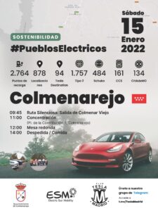 La II jornada de #PueblosEléctricos se va a llevar a cabo en Colmenarejo el próximo Sábado 15 de Enero de 2022. @ Plaza de la Constitución